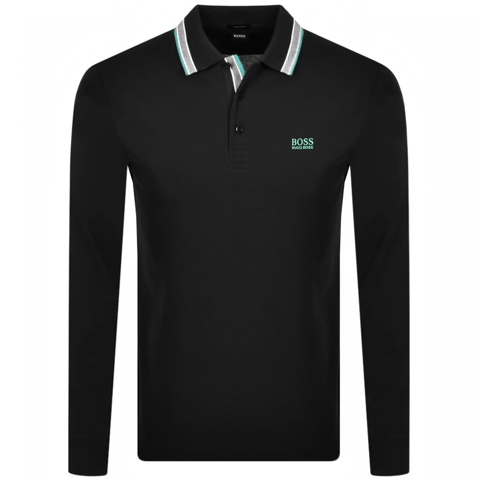 Alternative Image for ProductBOSS Plisy Long Sleeve Polo T Shirt Black1